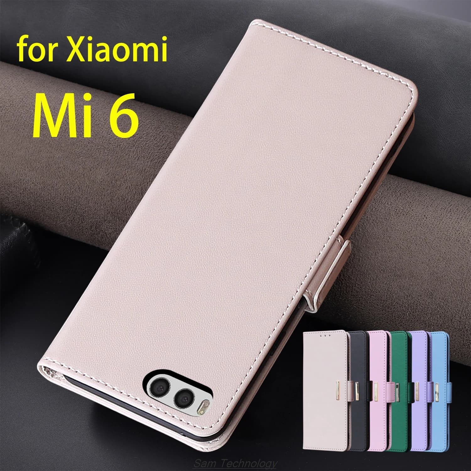 Custodia in pelle con fibbia magnetica per Xiaomi Mi 6 / Xiaomi Mi6 Portafoglio RFID BLOCCO Flip Cover femminile Semplice Capa Fundas Coque