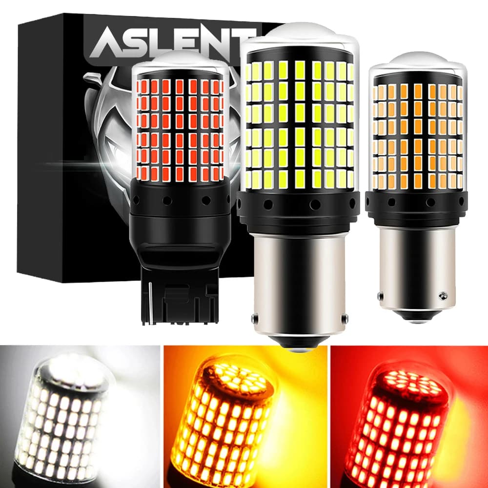 2 pcs Auto LED 1156 BA15S P21W BAU15S PY21W 1157 BAY15D 7443 LED lamps 144SMD CanBus Lamp Reverse direction indicator