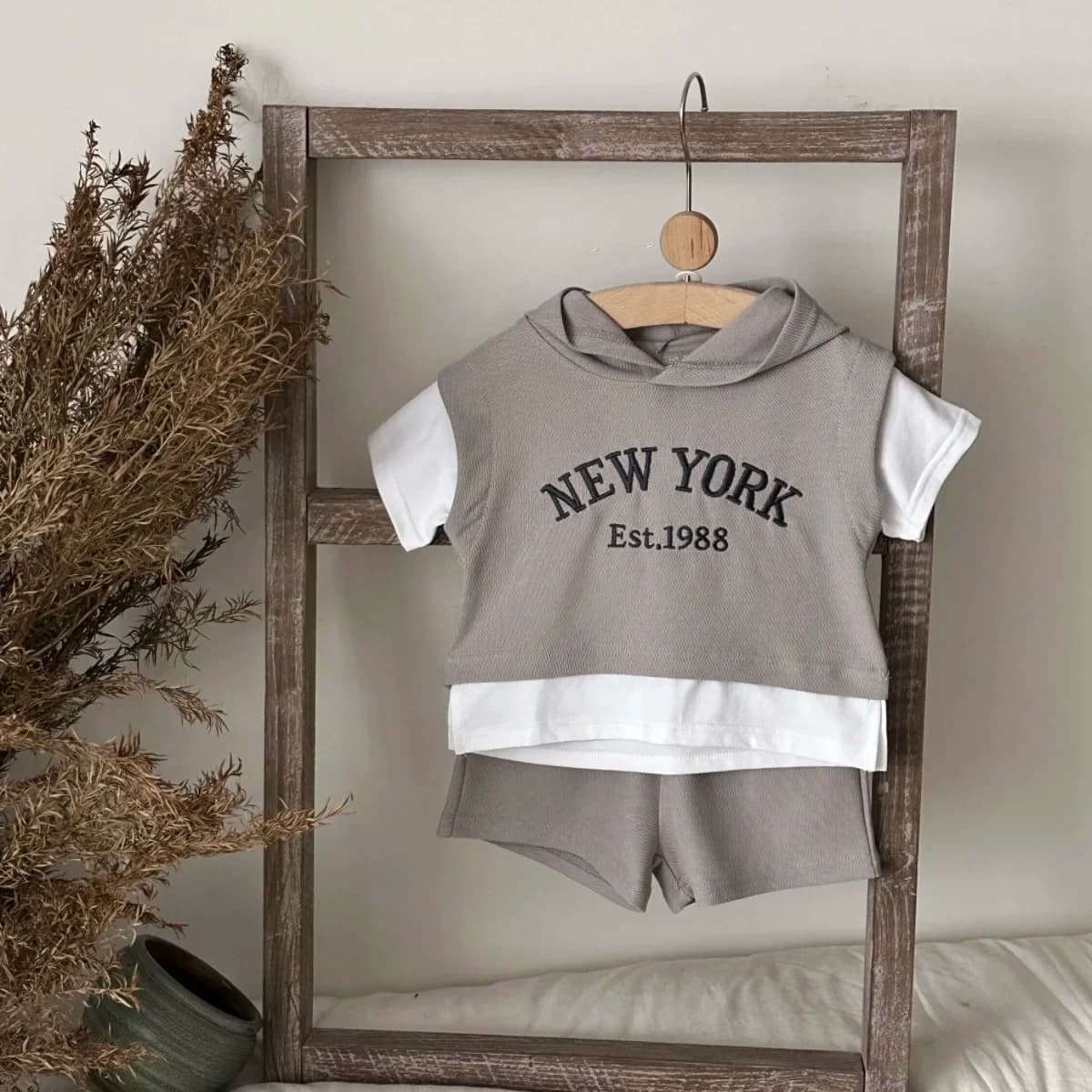 Set casual estivo per bambini, stile casual, con cappuccio, a maniche corte, nuova moda estiva per bambini, abbigliamento sportivo, 2 pezzi, 0-3 anni