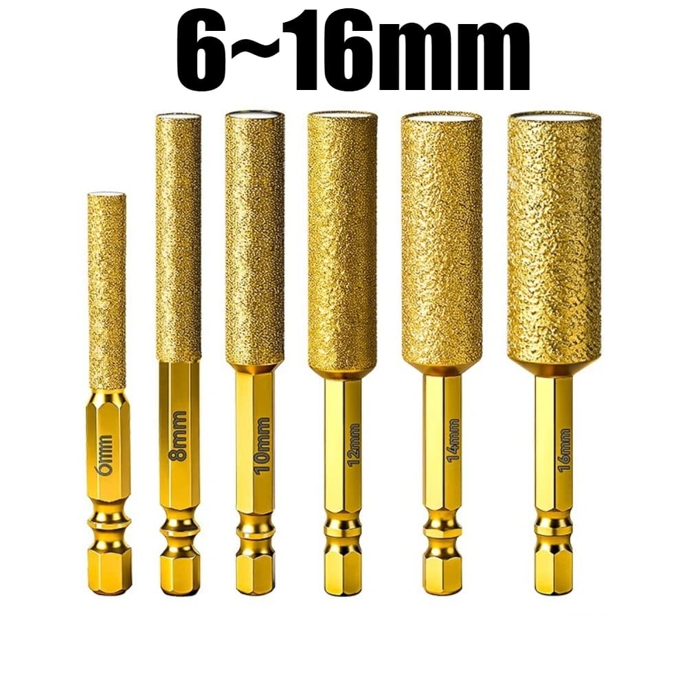 6/8/10/12/14/16mm Diamond Core Bits Hex Shank Dry Drilling for Ceramic Tile Granite Marble Hole Saw Tile Cutting Tool Set
