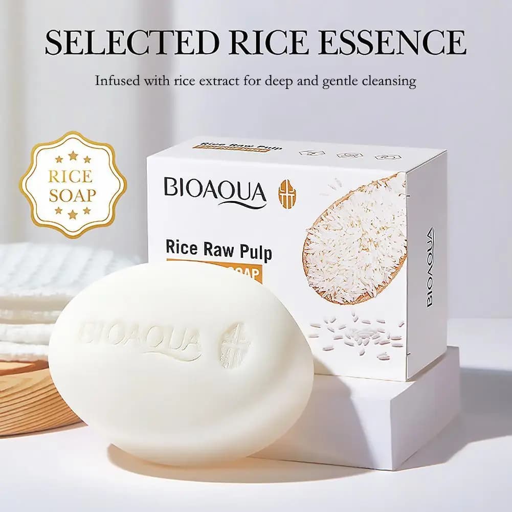 Rice Raw Pulp Soap Natural Handmade Deep Cleansing Moisturizing Gentle Bath Bar Body Skin Care Cleanser
