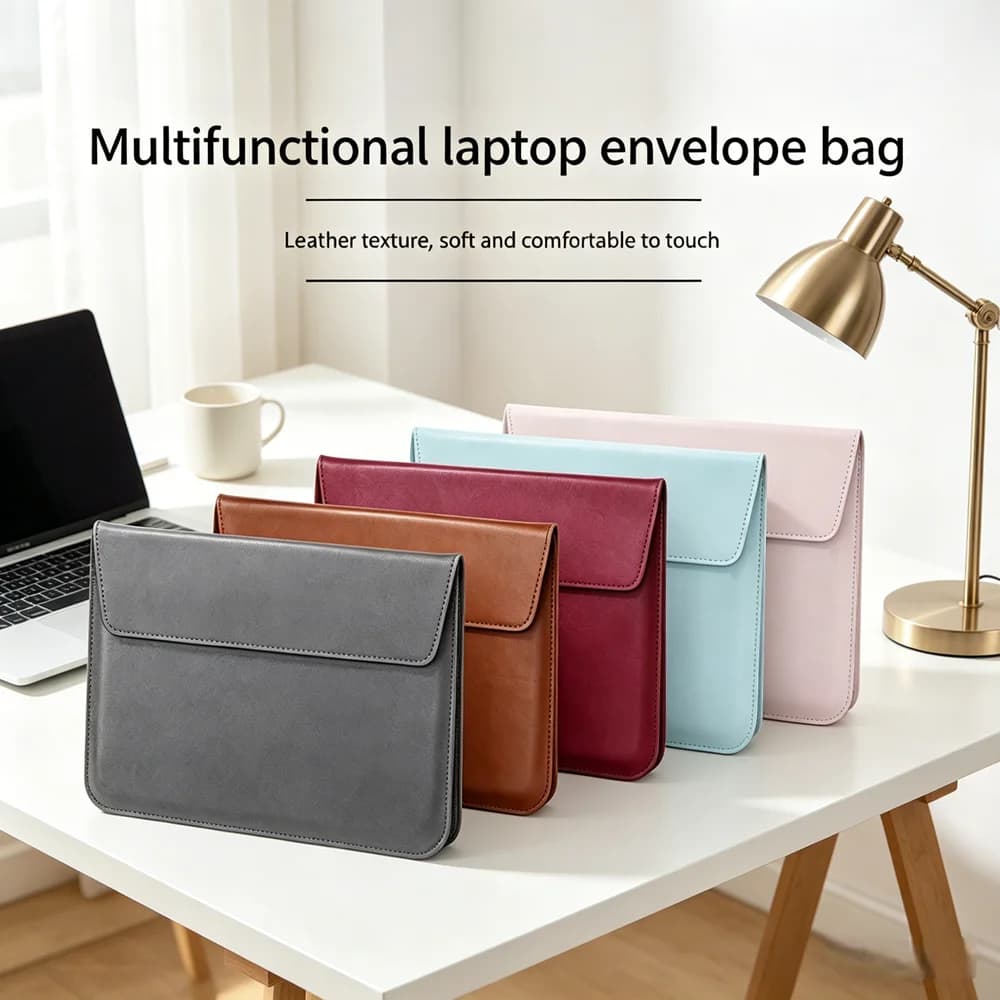 Borsa per Laptop Orizzontale Bianca da 11.6, 13.3, 15.4 Pollici, Custodia Sottile in Pelle per MacBook, Lenovo, Samsung, ASUS e Altri Computer Portatili