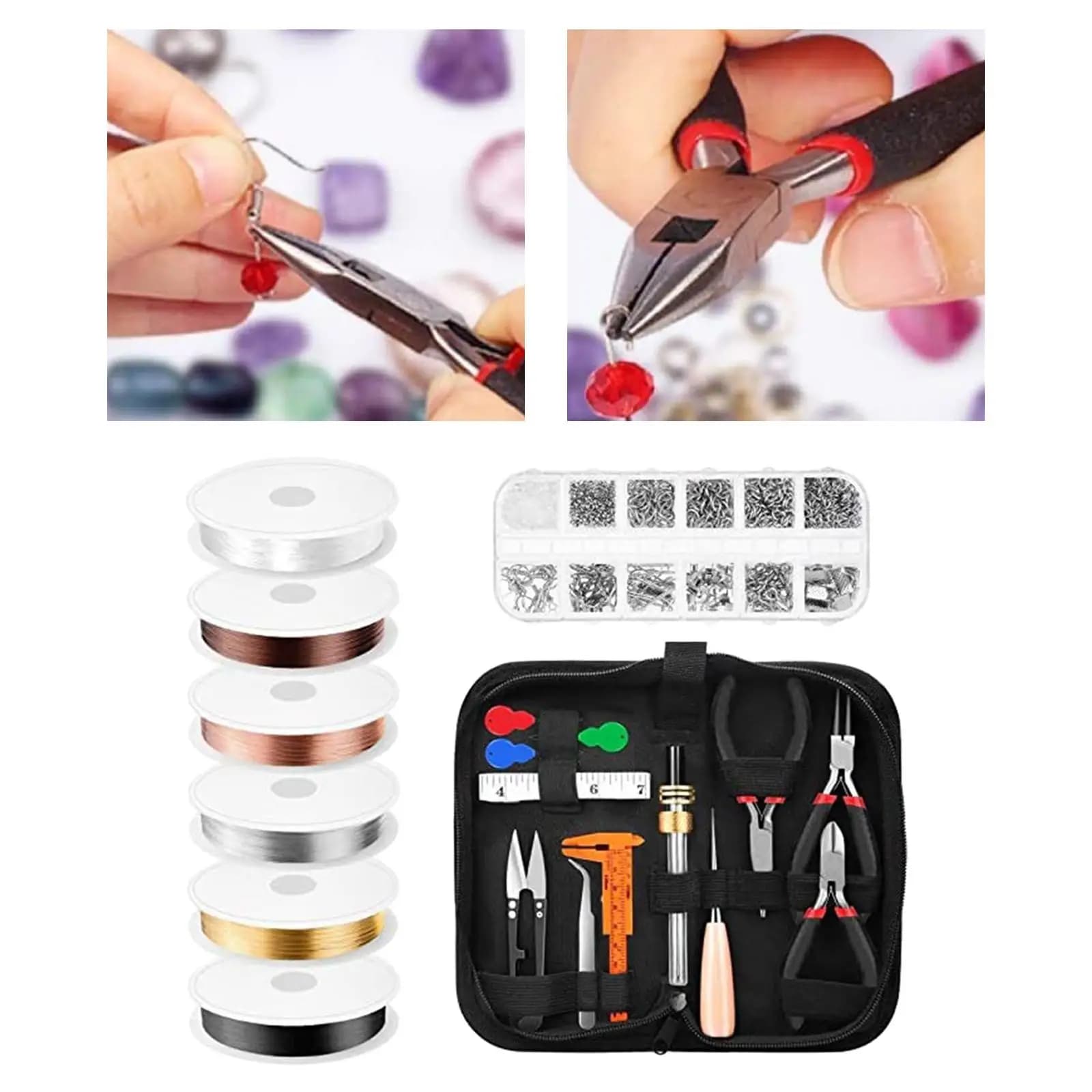Kit per Creazione Gioielli: Set di Strumenti Fai-da-Te per Orecchini, Collane, Perline e Riparazione Gioielli