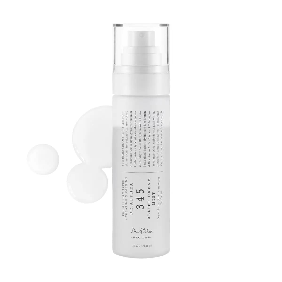 Dr.Althea 345 Crema Spray Lenitiva | Spray Idratante per il Viso con Estratto di Riso | Cura Lenitiva per Pelli Sensibili