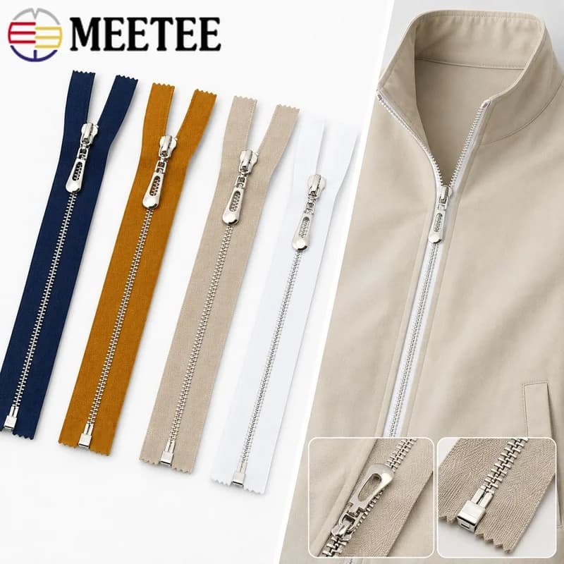 5Pcs 3# 40-70cm Metal Open-End Zipper Jacket Front Zip Coat Placket Closure Clothing Long Opening Replacement Sewing Accessories