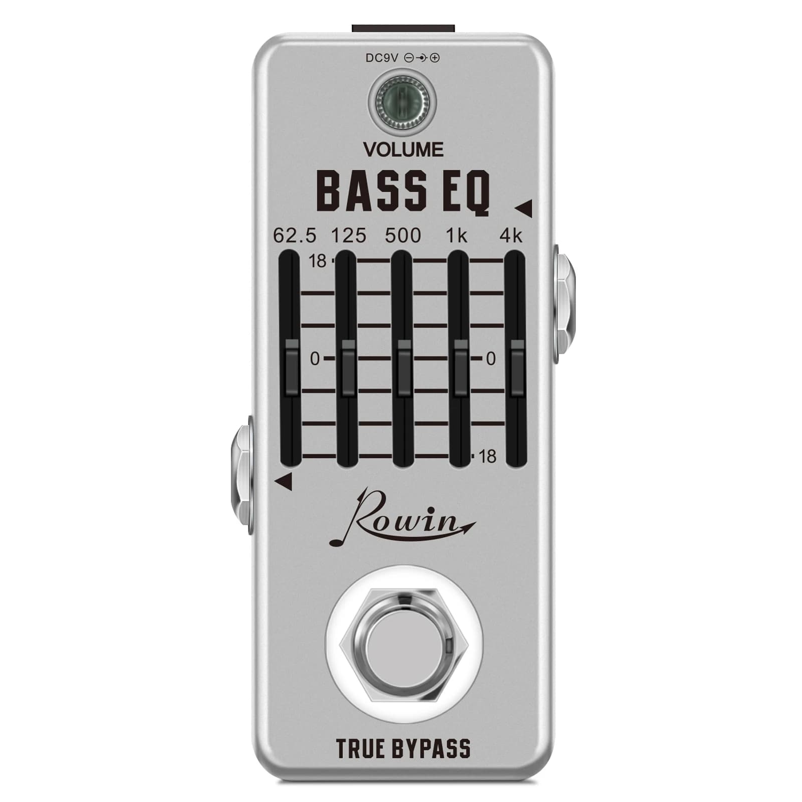 Pedale EQ per basso Rowin LEF-317B, equalizzatore a 5 bande per chitarra basso con grafico a 5 bande, mini formato, True Bypass