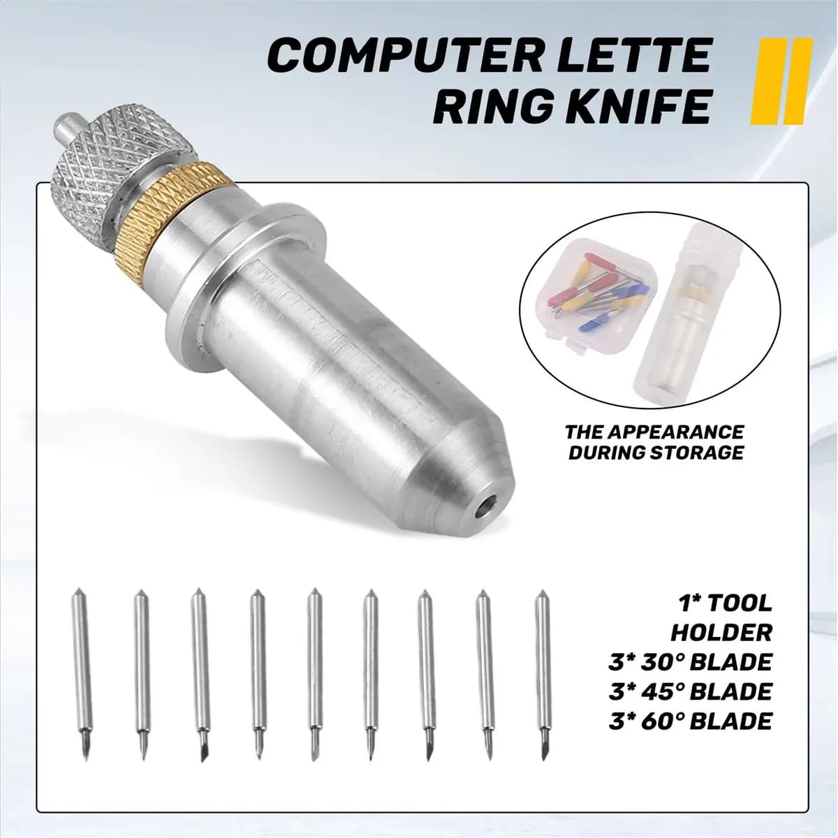DT38 1Pc Steel Carving Cutting Plotter Blade Holder With 9Pcs 30/45/60 Degree Vinyl Cutter Blades 23x2Mm