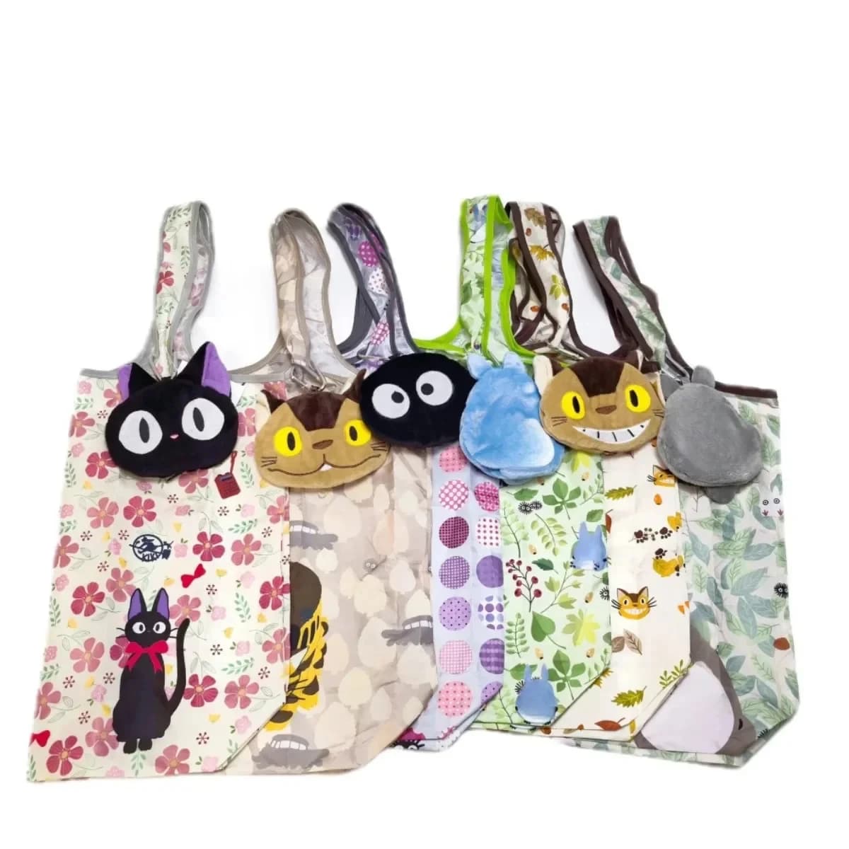 Borse per la spesa pieghevoli per cartoni animati anime Borsa grande in nylon spesso Borsa pieghevole per borse da donna a spalla portatile riutilizzabile in poliestere
