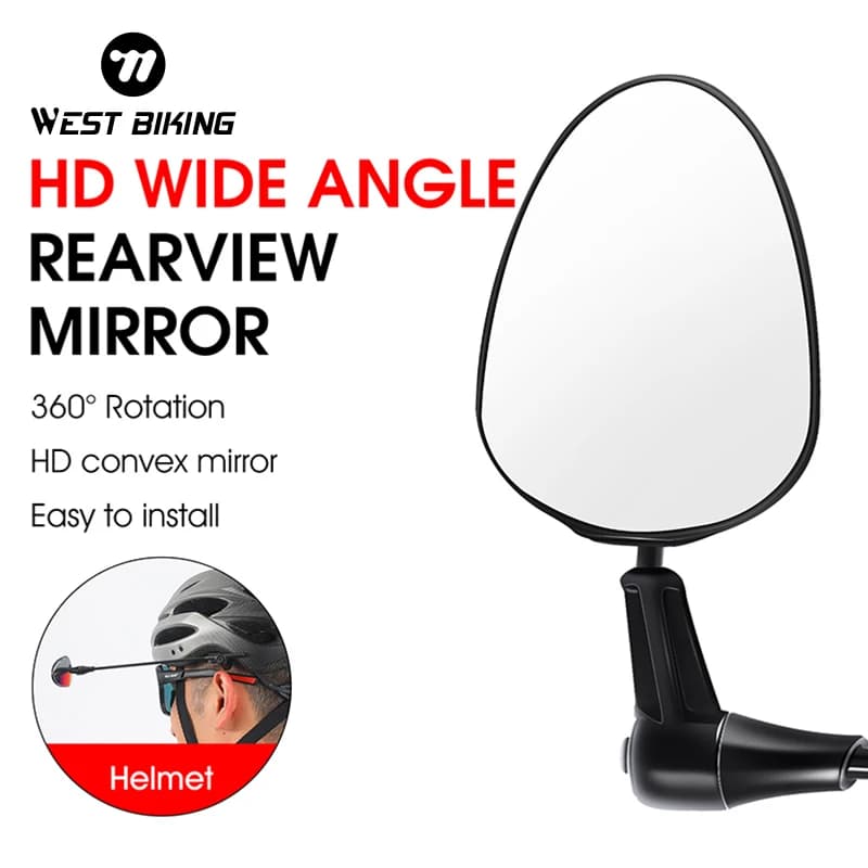 WEST BIKING Bicycle helmet mirror light flat bicycle helmet 360 degree mounted mirror rearview mirror bicycle helmet for bicycle