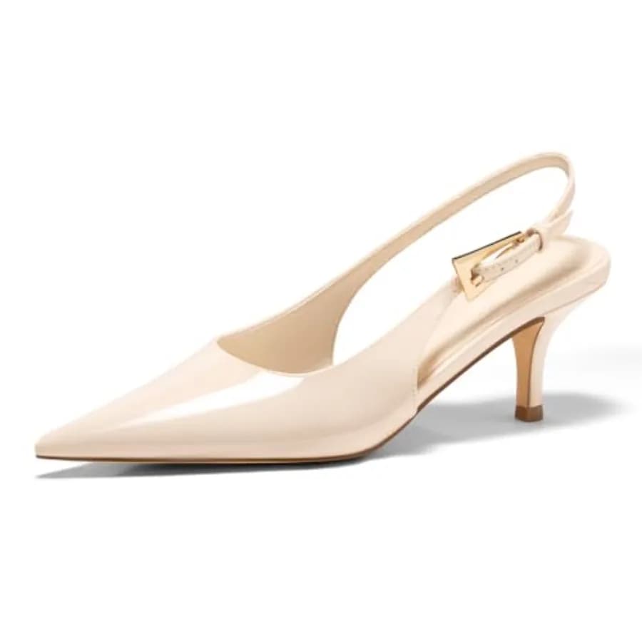 Scarpe da Donna Coutgo con Tacco Basso, Punta Chiusa e Fibbia, Ideali per Lavoro e Matrimoni