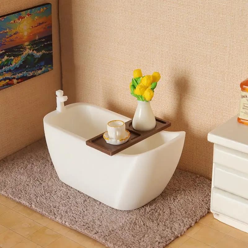 Miniatura di Vasca da Bagno con Vassoio per Casa delle Bambole 1/12, Modello di Arredamento per Bagno, Decorazione per Casa delle Bambole, Giocattoli di Simulazione