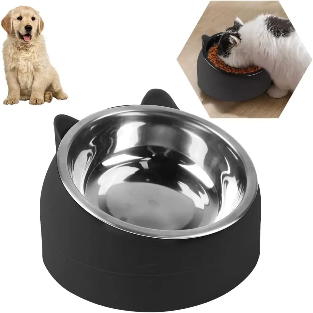 Ciotola Creativa per Gatti Inclinata Antiscivolo in Acciaio Inox, Ciotola per Alimentazione di Cuccioli e Gatti, Contenitore per Cibo e Acqua per Cani e Gatti