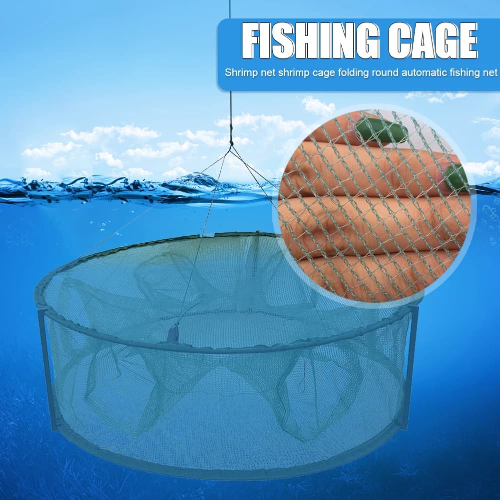 Rete da Pesca Automatica Leggera, Gabbia Pieghevole Rotonda per Catturare Aragoste, Gamberetti e Granchi