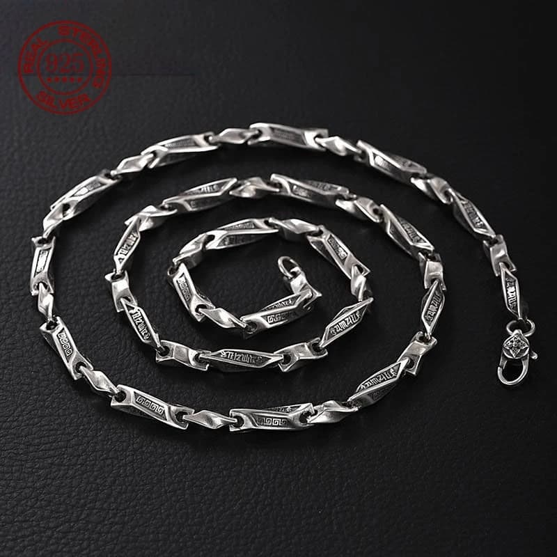 Prezzo di fabbrica S925 Sterling Silver Vintage Personalizzato Hip Hop Versatile Bold Trendy Mobius Bullwhip Catena Collana da uomo Regalo