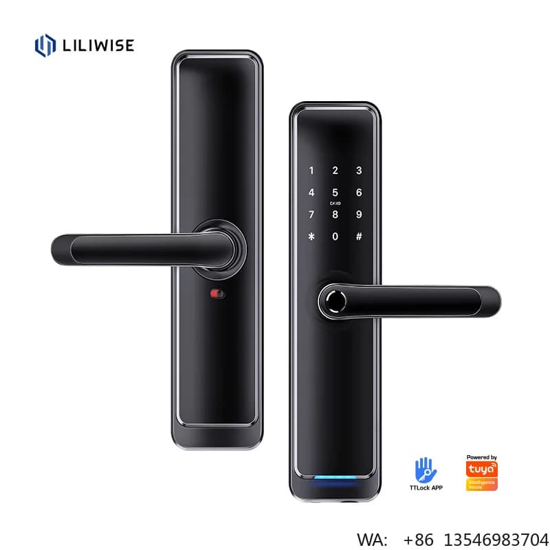 Liliwise Electronic Ttlock Alexa App Biometric Keypad Smart Digital Home Tuya Fingerprint Handle Code Password Wifi Door Lock