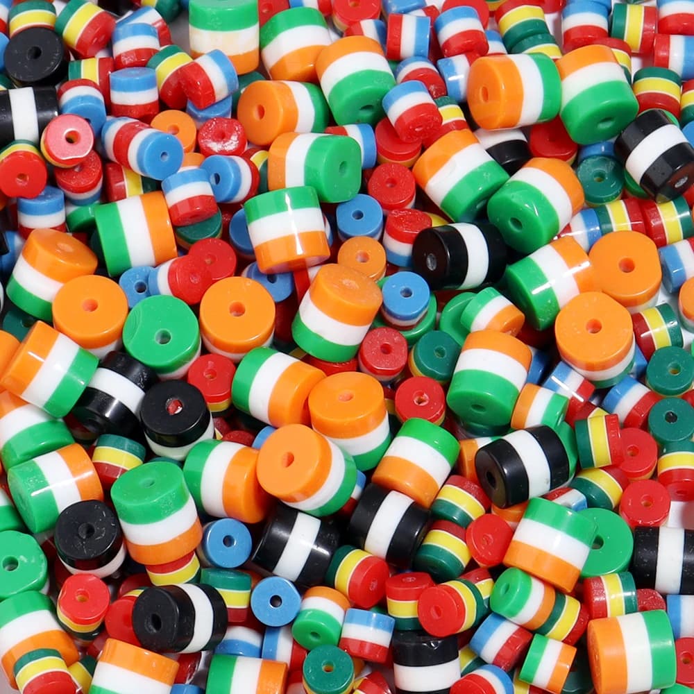 50pcs Three-Color Flag Acrylic Beads Loose Spacer Striped Barrel Bead for Jewelry Making DIY Bracelet Necklace Accessories
