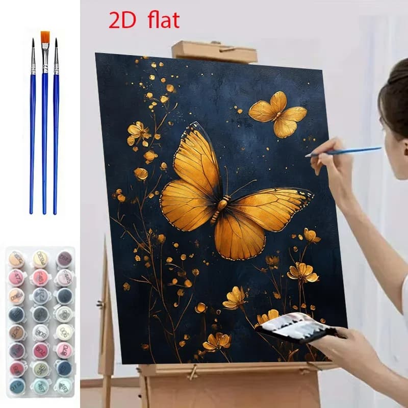 Professional Art Use, 2D Flat Adult Beginner DIY Paint by Numbers Kit - Includes Canvas, Acrylic Paste Pigments, Canvas, 3pcs Pa