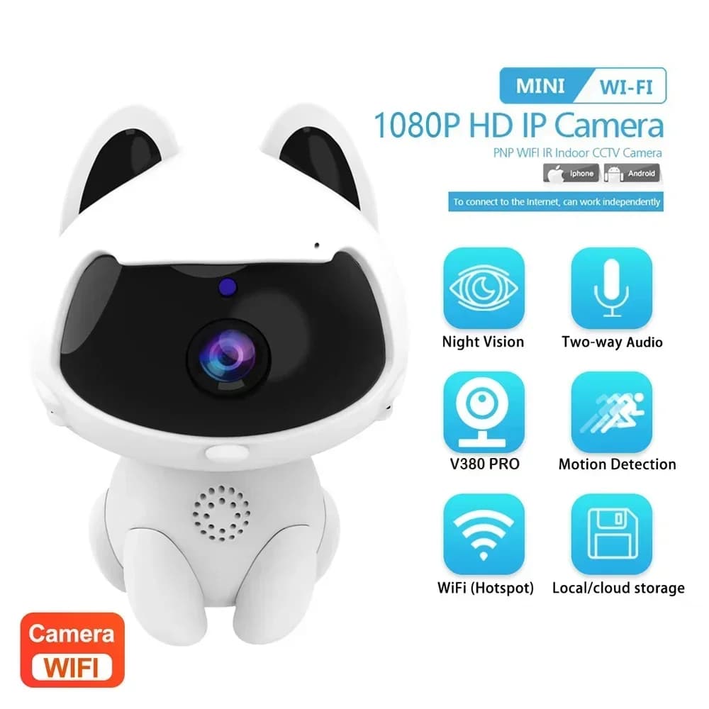Mini telecamera WIFI HD Chiamate video remote vocali adorabili Monitoraggio intelligente domestico Sorveglianza per visione notturna Baby monitor da interno