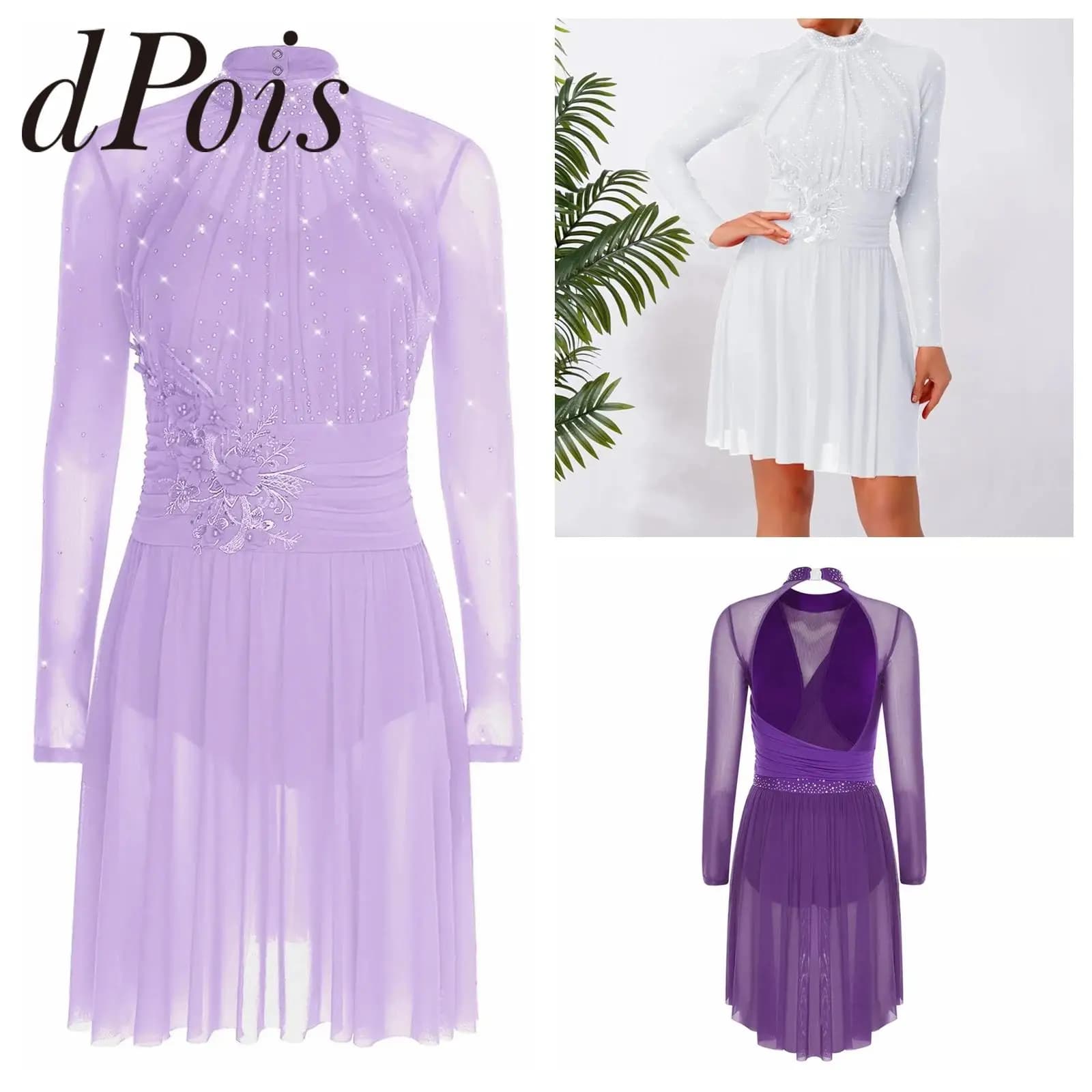 Costume da body da pattinaggio di figura con strass da donna, per adulti, con schiena cava, a maniche lunghe, per balletto, ginnastica, abiti da pattinaggio su ghiaccio