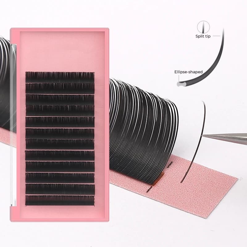 Extensions of premium flat eyelashes Individual classic eyelash extension Elliptical flat-shaped eyelashes Mixed eyelash trays
