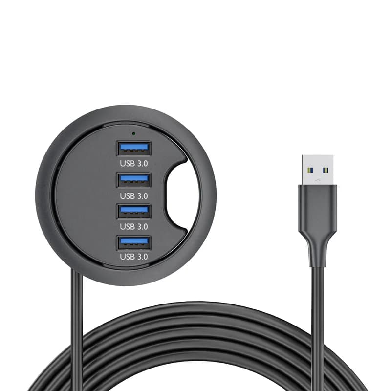 Computer desk hub expansion dock USB 3.0 Hub 4 Port USB 60mm Desk Grommet Splitter Dock Station Interface for Desktop PC Desk