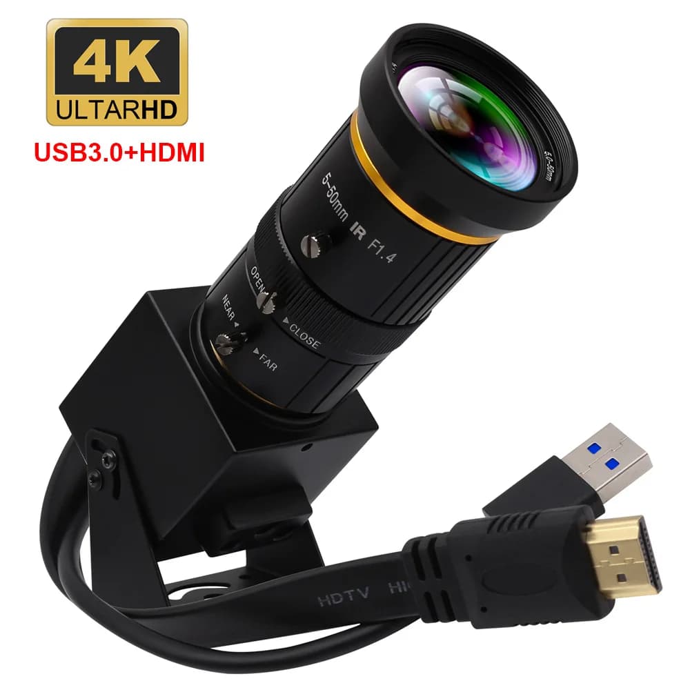 ELP 4K 60fps HDMI USB3.0 Industrial camera H.264 Live streaming Webcam IMX415 Camera with manual zoom lens CS