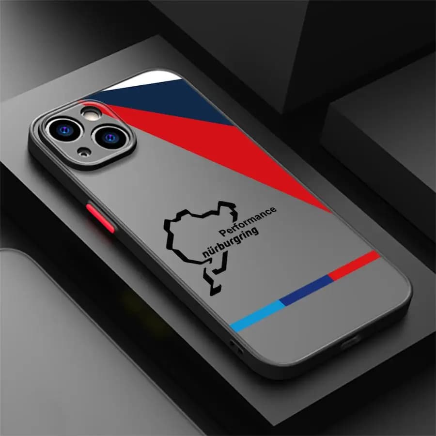 Blue Red Logo Case for Apple iPhone 15 16e XS 11 12 Mini XR 16 Pro 13 Pro 14 11 Pro Max Black Edge