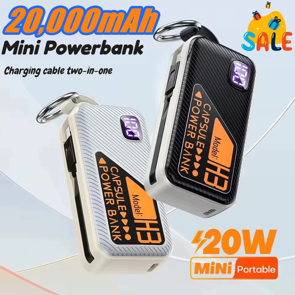 Mini Power bank 20000mah Cavo integrato PD 20W Caricatore portatile Ricarica rapida per IPhone13 14 15 Batteria esterna Samsung Xiaomi