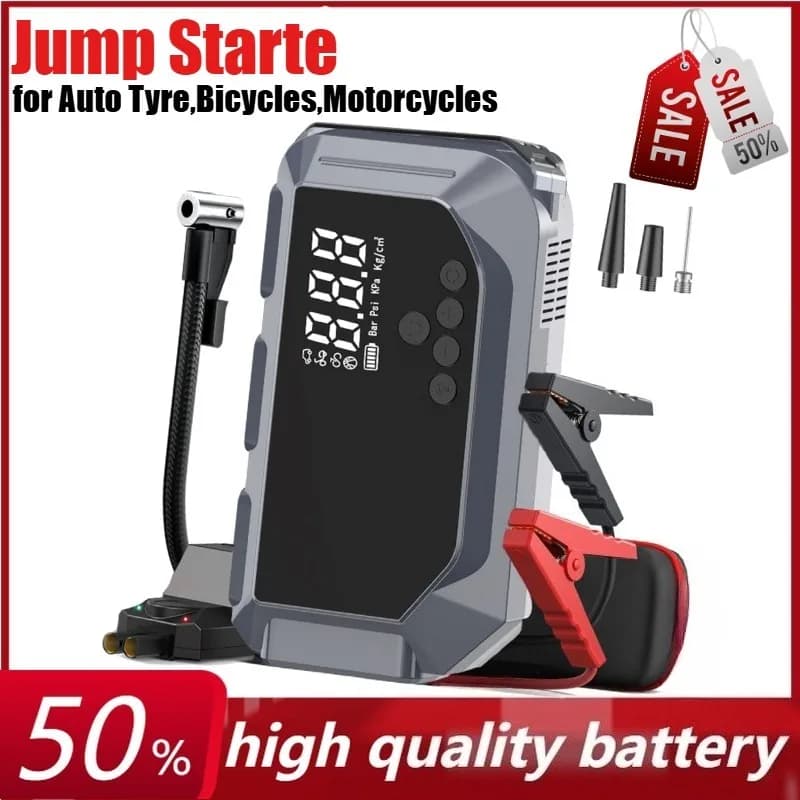 12V 10000mAh Car Jump Starte Avviamento portatile Booster Gonfiatore per pneumatici Power Bank per pneumatici auto, motocicli, biciclette, palle