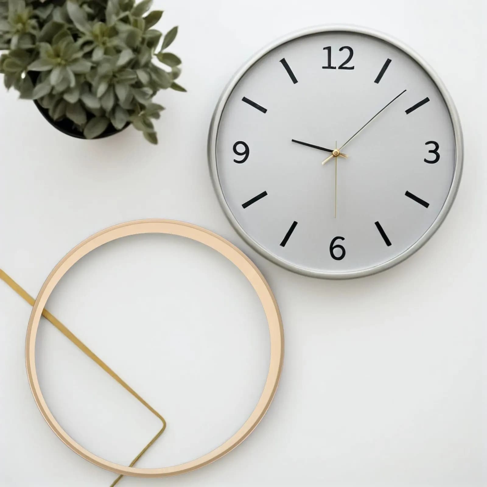 Cornice per Orologio da Parete in Metallo 12 Pollici Ultra-Sottile Lucida con Bordo al Quarzo, Cassa Rotonda Decorativa Fai-da-te, Accessori e Ricambi per la Casa