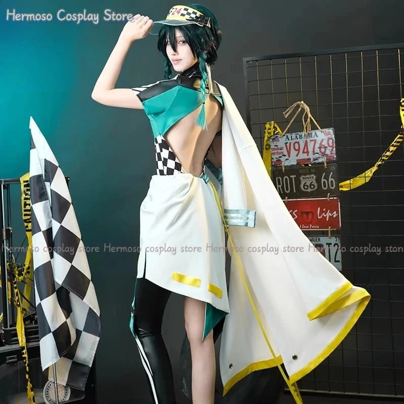 A;3\v,7'd/Genshin Impact Race Outfits Game Venti Men Racing Suit Halloween Women Cosplay Costume Wig Cap Set6'b\7.n;8/