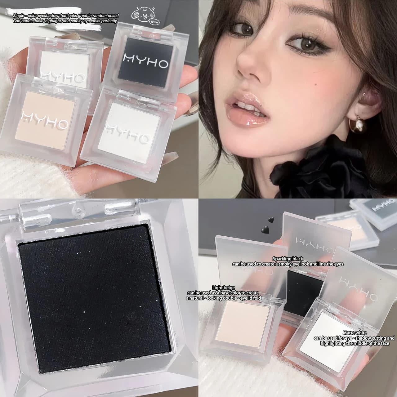 Palettes of white opaque and black fumé long-lasting, delicate, monochromatic high pigment, improvement of the contour, for everyday use