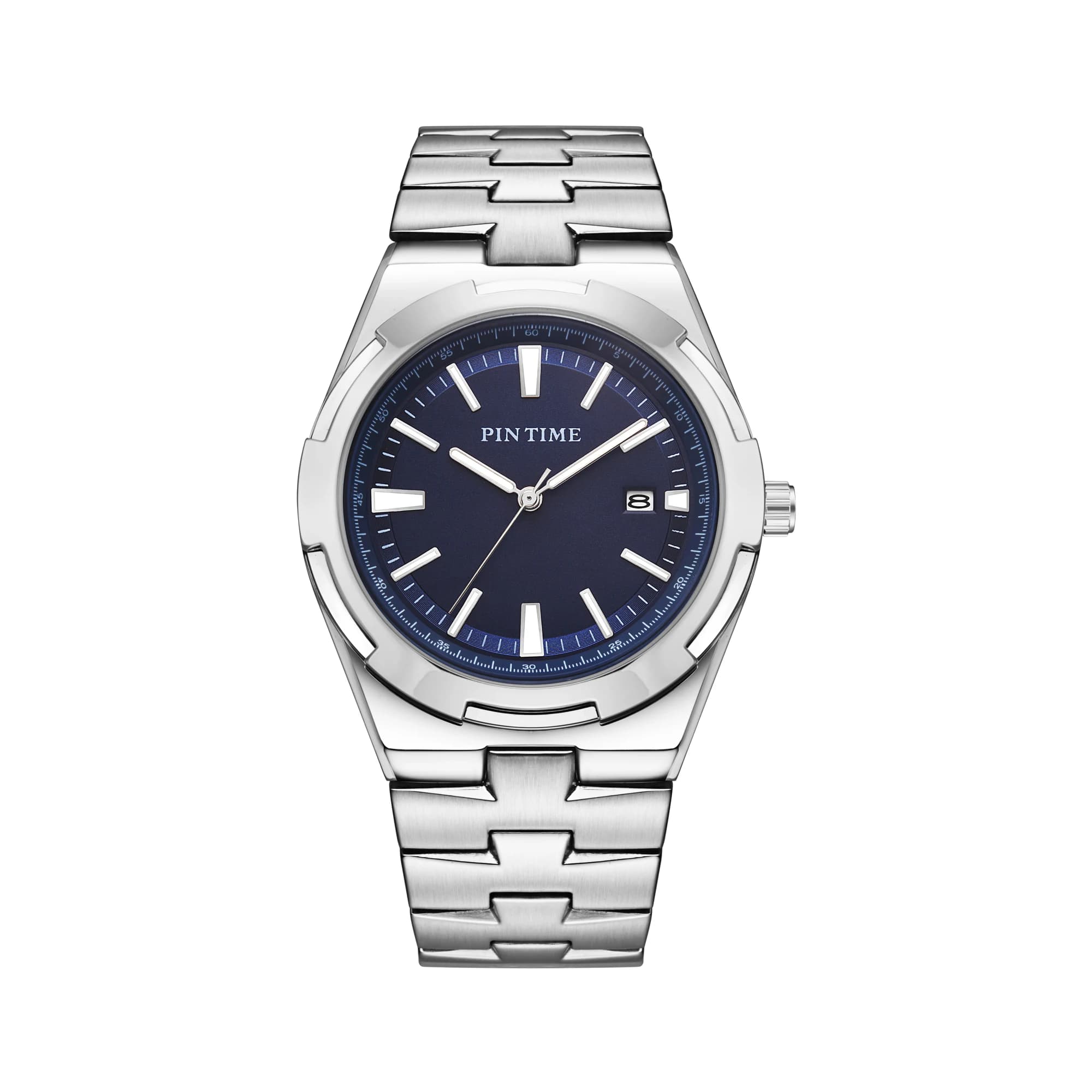 Men's Fashion Quartz Analog Watch Chronograph Outdoor Stainless Steel 41 mm Waterproof, Bright Businessman Wrist Watch