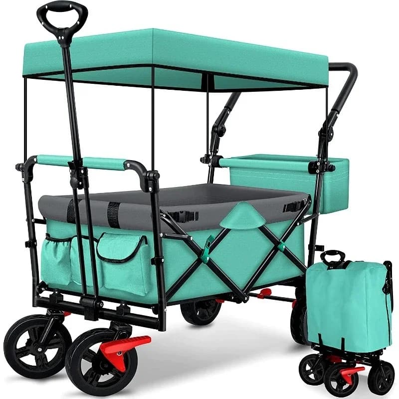 Carrello pieghevole con seduta per bambini, passeggino pieghevole con funzione push-pull