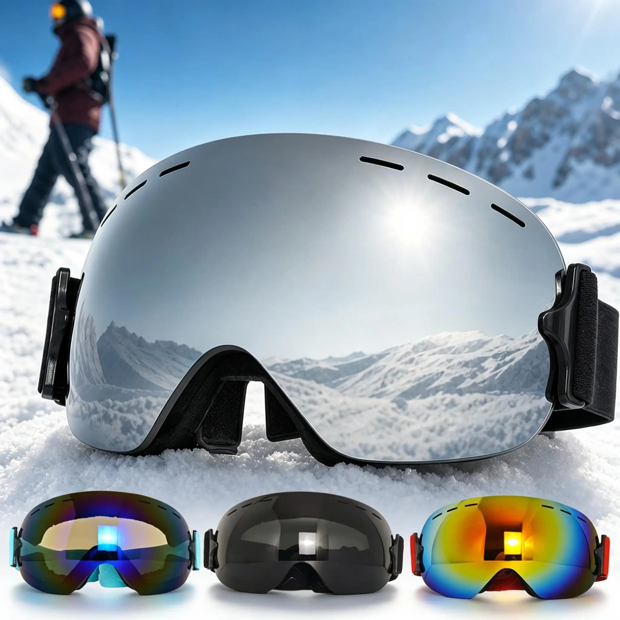 Thickened Sponge Ski Goggle with Myopia Frame Slot for Men Women, Snow Slope Skiing Snowfield Winter Snow Sports HD Lens