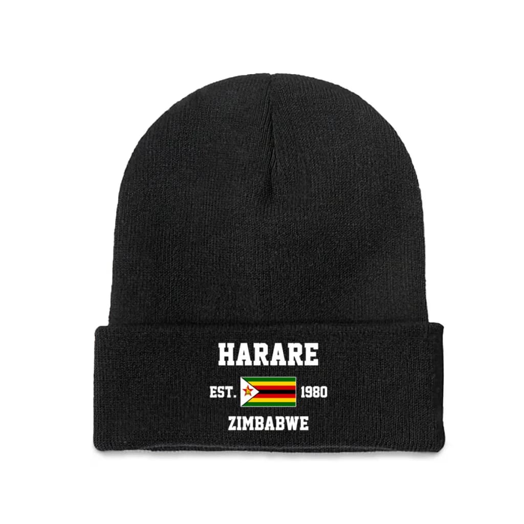 Zimbabwe EST.1980 Harare Capital Men Women Unisex Knitted Hat Winter Autumn Print Beanie Cap Warm Bonnet