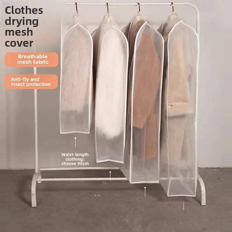 Rete per asciugare vestiti da esterno anti-insetti, copertura completa, appendiabiti per cappotti e maglioni, cesto trasparente per asciugare vestiti, stile europeo