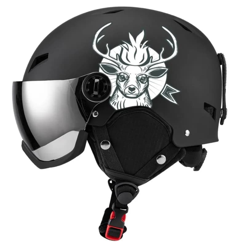 Nuovo Casco da Sci con Motivi Cartoon, Occhiali da Neve Integrati, Casco Sportivo Caldo per Bambini e Adulti per lo Sci