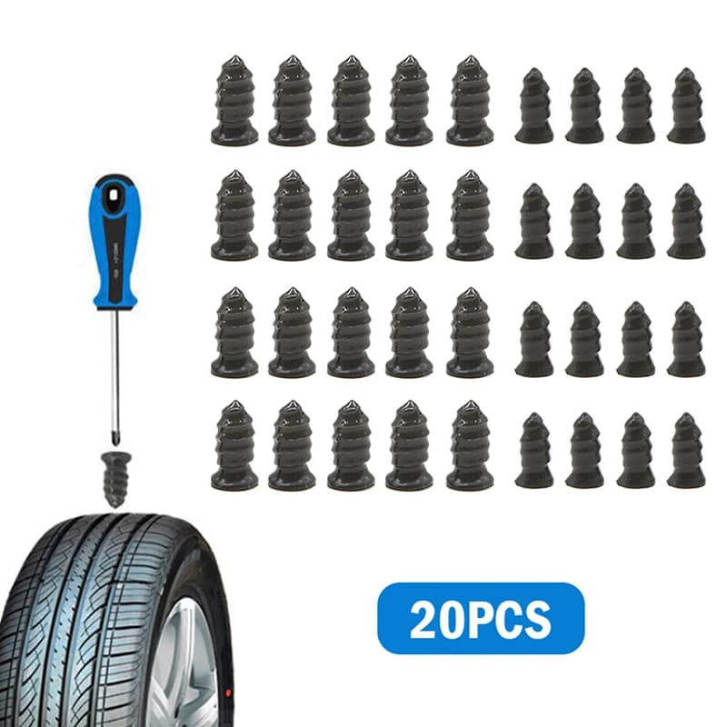 Chiodi di riparazione pneumatici sottovuoto universali da 20 pezzi per chiodi in gomma tubeless per bici da scooter per auto