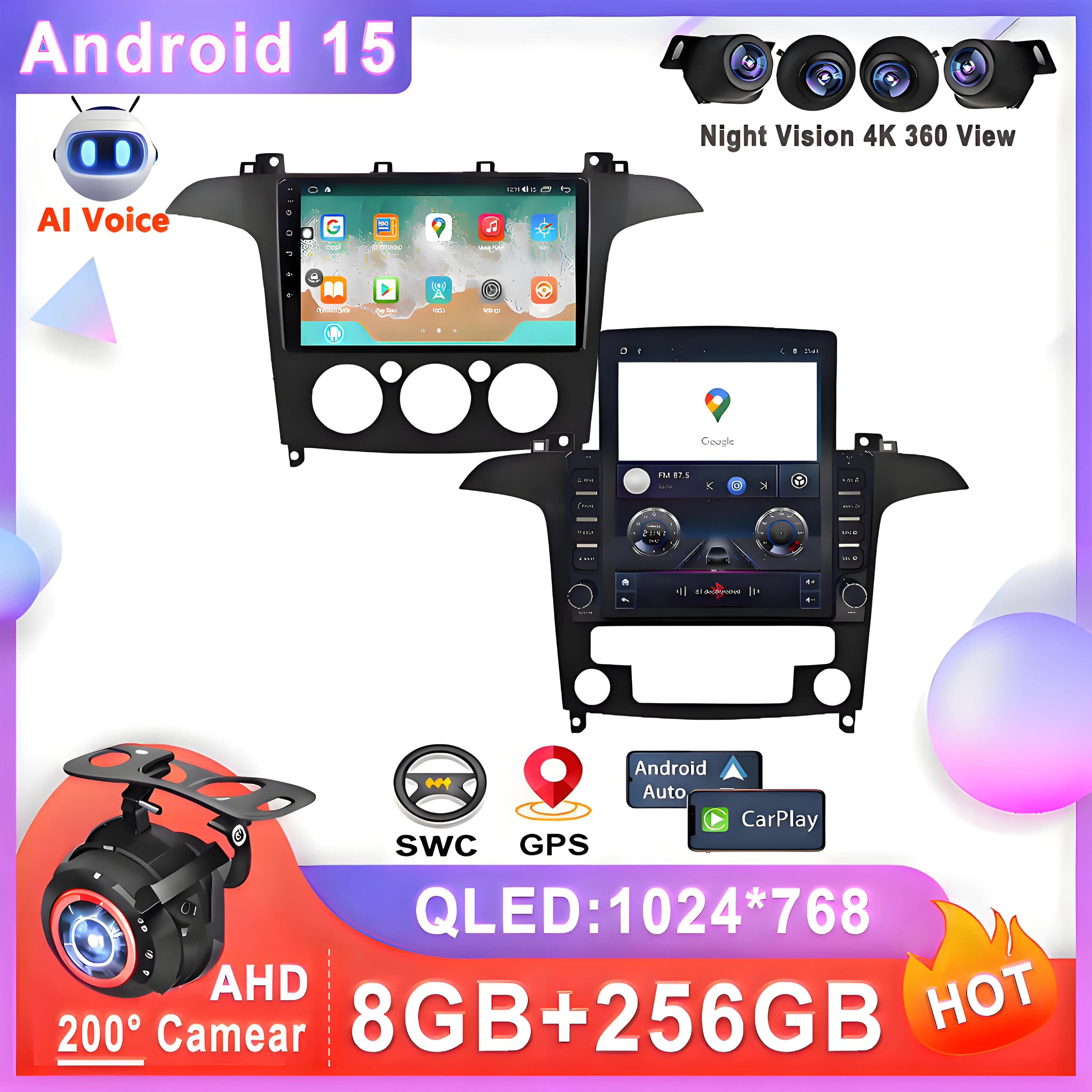 9.7 Inch Android 15 For Ford S Max S-MAX 2007-2015 Android Auto Multimedia Radio Stereo Touch Screen Navigation Car DVD GPS Car