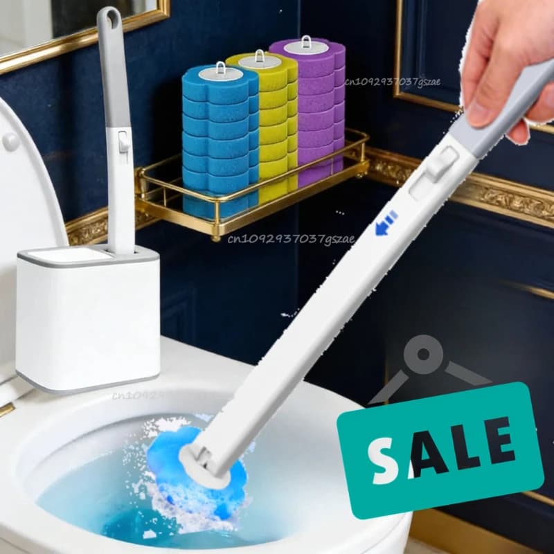 Toilet brush Use and Drop with Long Sleeve Replaceable, Wall Mounting, Bathroom Cleaning Accessories