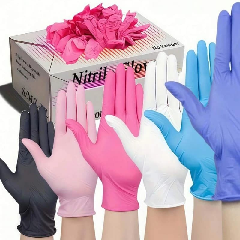 100 Pezzi Guanti Monouso in Nitrile Senza Lattice per Pulizie, Cucina, Tatuaggi, Estetica, Sicurezza sul Lavoro