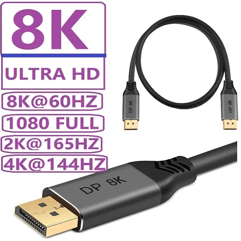Cavo DisplayPort 8K DP V1.4 8K@60Hz 4K/144Hz 2K/165Hz Video Audio HDR 32.4Gbps con schermatura in lamina per TV Box PC Laptop