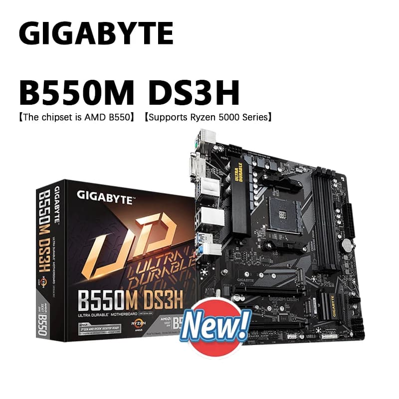 GIGABYTE Nuovo B550M DS3H Micro-ATX AMD B550 DDR4 4733(OC ) Scheda madre AM4 con presa a doppio canale USB 3.2 128G MHz M.2