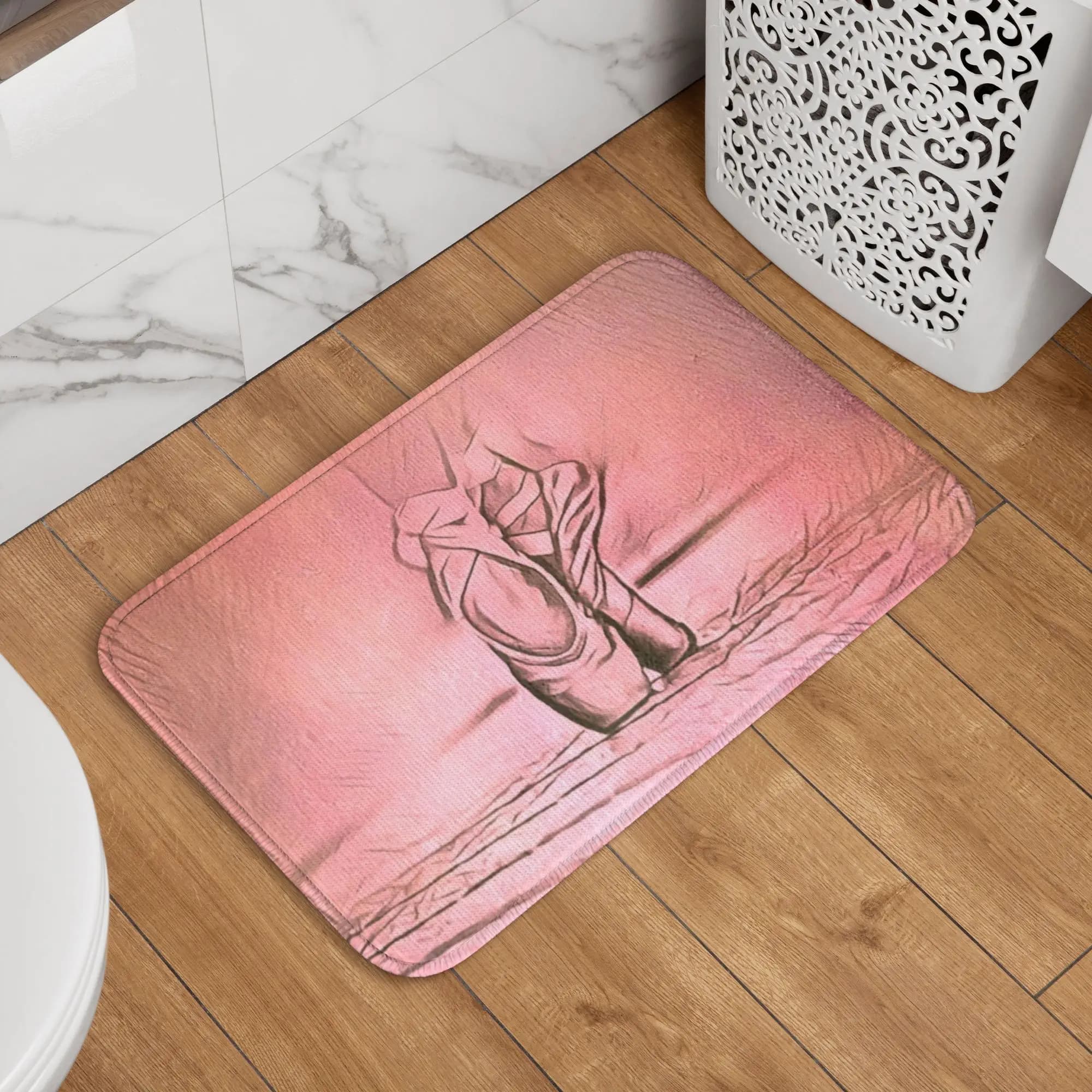 Tappetino Personalizzato a Forma di Scarpette da Balletto Rosa, Antiscivolo per Bagno, Cucina, Giardino, Garage, Ingresso
