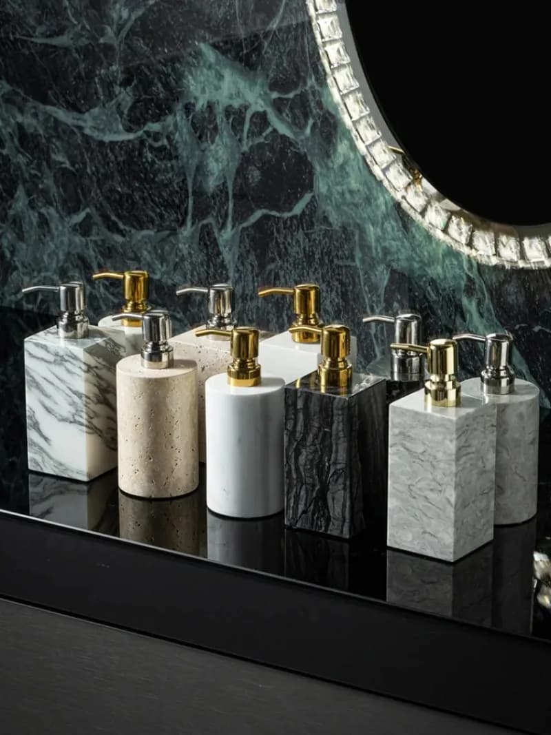 Bottiglia vuota per lozione in marmo naturale, dispenser per sapone liquido, shampoo da bagno, accessori per il bagno di casa di lusso