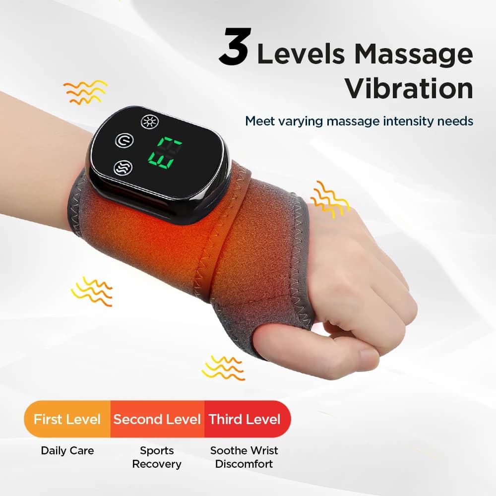 Electric Wrist Massager Hot Compress Vibration Muscle Relaxation Support Guard Band Brace Hand Wristband
