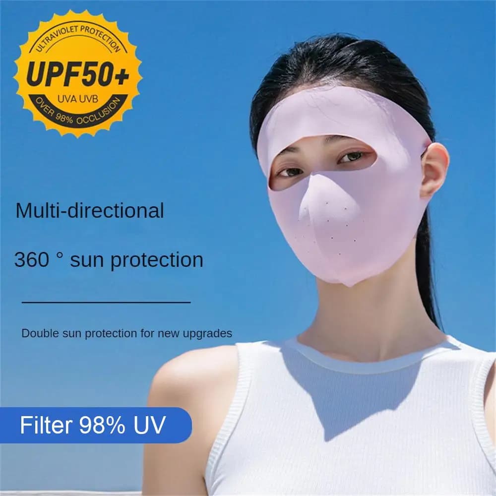 Maschera per protezione solare in seta a pieno facciale di ghiaccio estivo Fronte Sezione sottile Maschera traspirante Sciarpa anti-ultravioletti Bandana di protezione solare