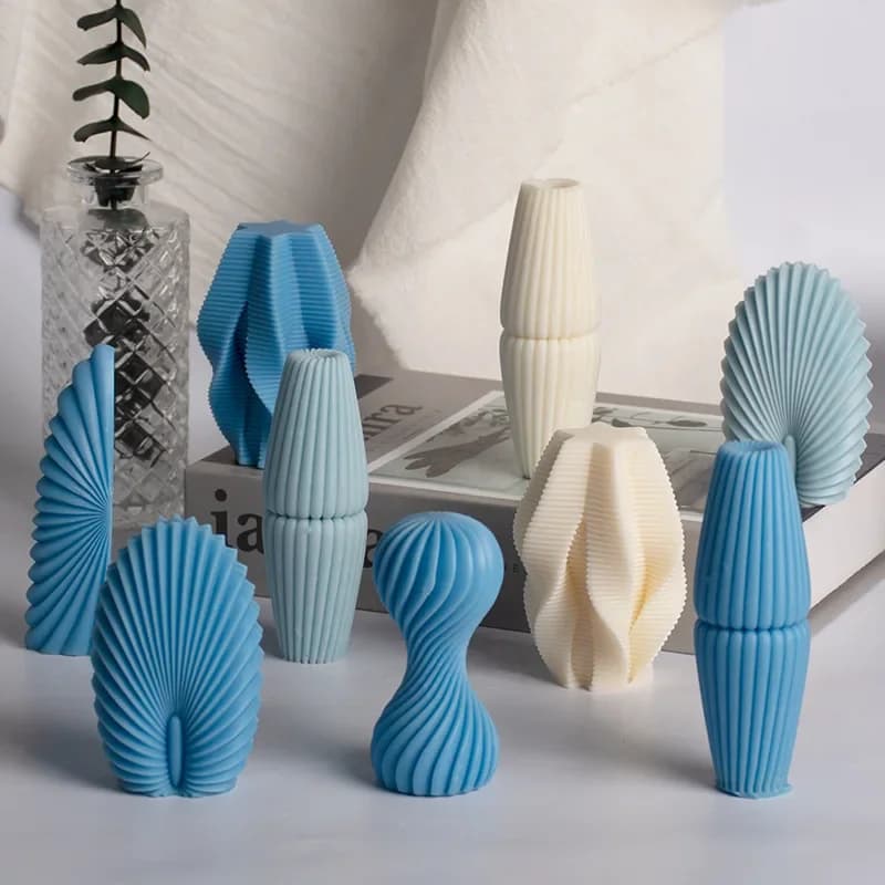 Stampi in Silicone per Candele Geometriche di Diversi Stili, Stampi per Sapone e Resina a Spirale Ondulata Fatti a Mano, Ornamenti Decorativi Regalo