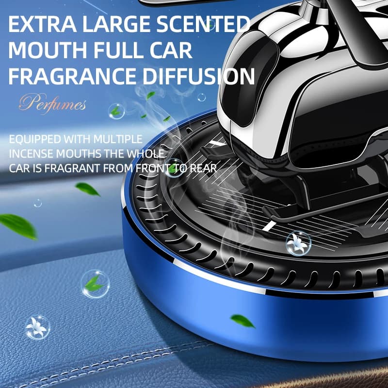 Diffusore di Aromi Creativo per Cruscotto a Forma di Elicottero Solare Rotante, Profumo Duraturo, Decorazione per Console Centrale Nera